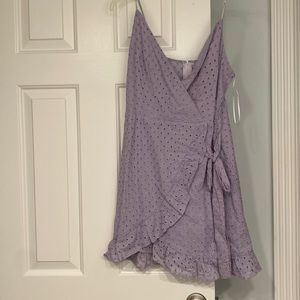 Brand “Sage” mini dress. Light purple color. Size large. Tie on side.